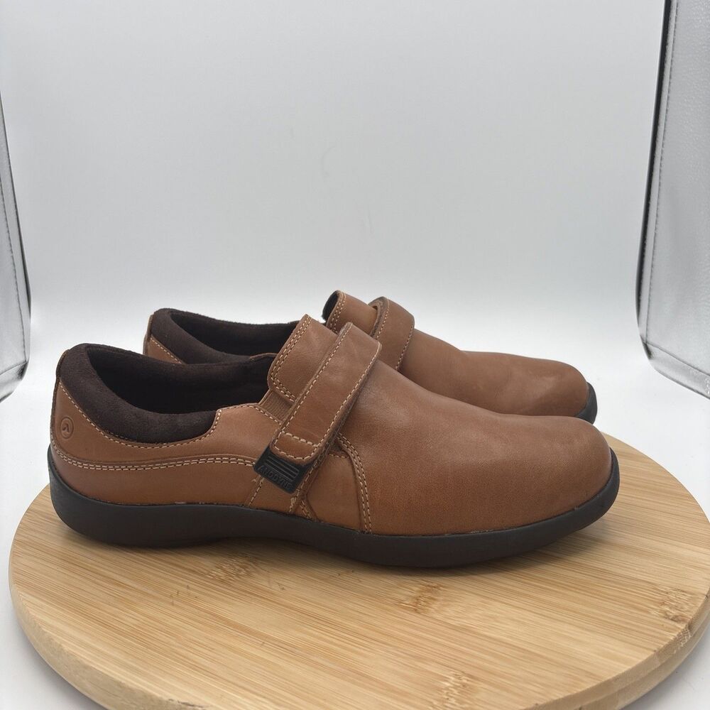 Anodyne No 51 Women 8M Cognac Leather Monk Strap Comfort Walking Shoe Minimalist